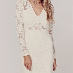 Free People Rare Nightcap Deep V lace bodycon